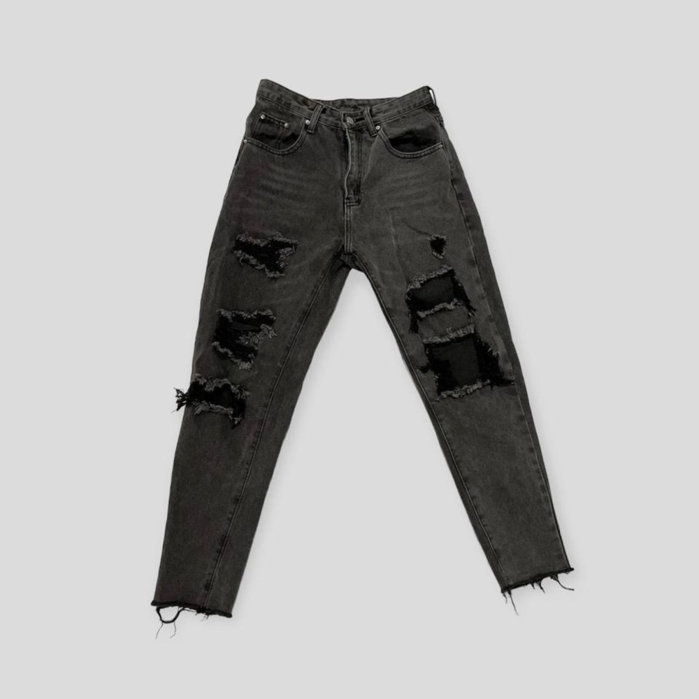 black ripped mom jeans size xs from shein